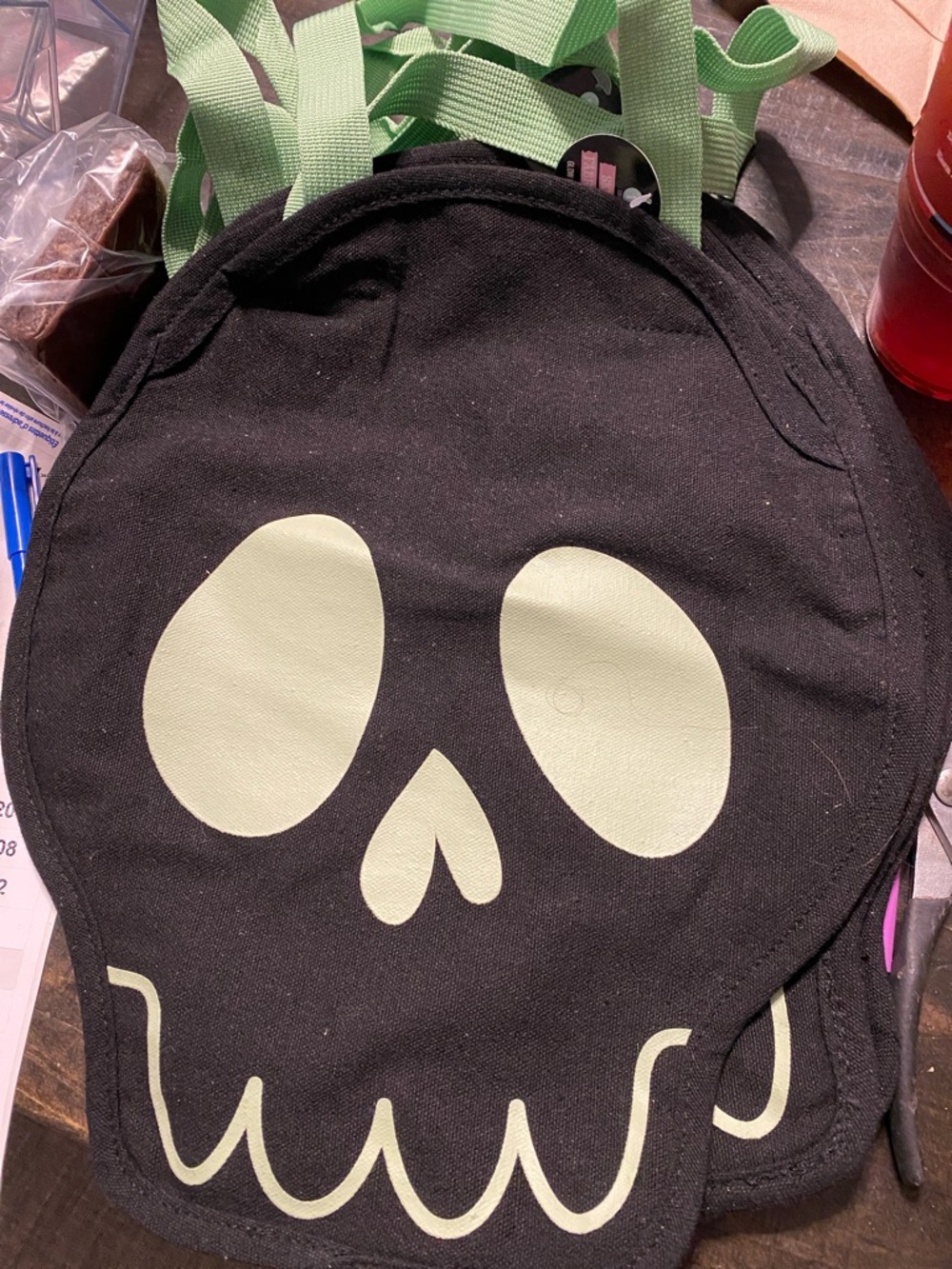 3 bags Black Skull Canvas with Mint Green Strap (M203)